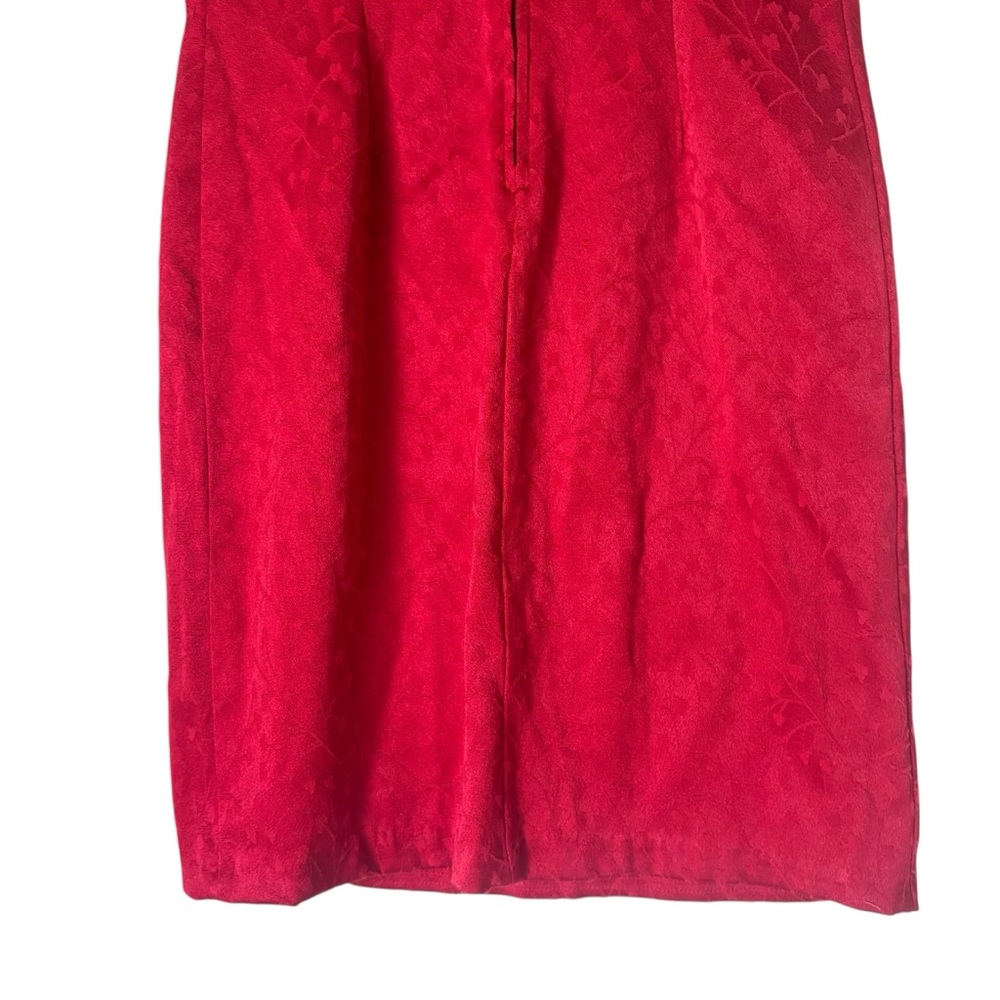 Vintage Red Qipao Mandarin Collar Mini Dress Frog Closures Sz Medium Made In USA - Picture 15 of 15